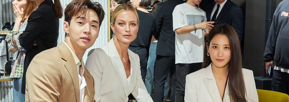 Henry Lau, Carolyn Murphy and Claudia Kim at Max Mara Seoul